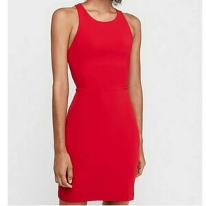 Express Women L Red Strappy Cutout Open Back Sleeveless High Neck Mini Dress NWT